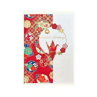 和風クリスマスカード　鶴丸　ＸＪ－７０４　アカ