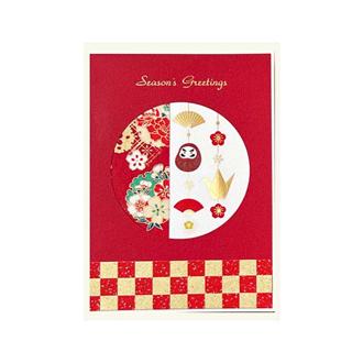 和風クリスマスカード　福飾　ＸＪ－７０８　アカ