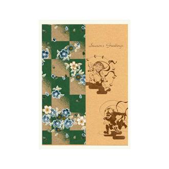 和風クリスマスカード　市松　ＸＪ－７２０　グリーン