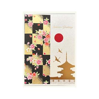 和風クリスマスカード　市松　ＸＪ－７２２　クロ