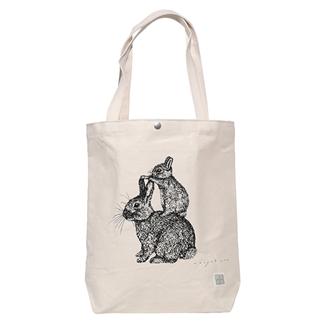 秦直也　帆布トートバッグ　「ウサギ」