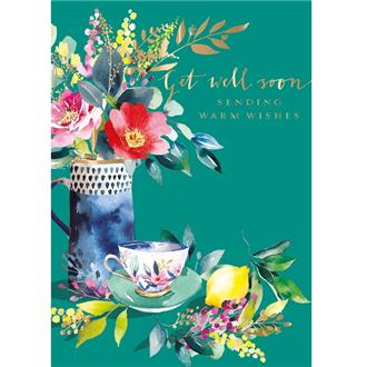 お見舞いカード　ＧＨＧ１８１　レモン、紅茶、花瓶