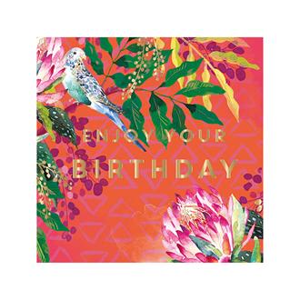 バースデイカード　ＩＪ０１２０　イパネマ（インコとプロテア）