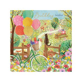 バースデイカード　ＩＩ１３７３　庭の向こう（自転車）