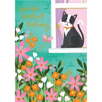 バースデイカード　ＦＡＧ０２４　フェイブル（窓辺に猫）