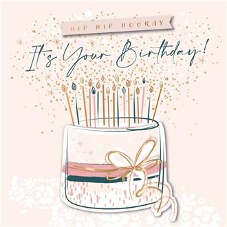 バースデイカード　ＰＣＥＲ０００６　ピンクシャンパン（ケーキ）