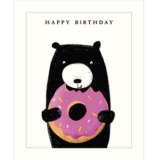 バースデイカード　ＢＥ４４Ａ　黒熊（ドーナッツ）