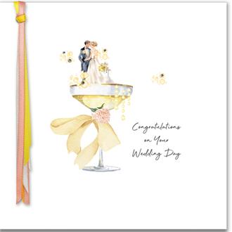 ウェディングカード　ＲＲ１６　グラス上のふたり