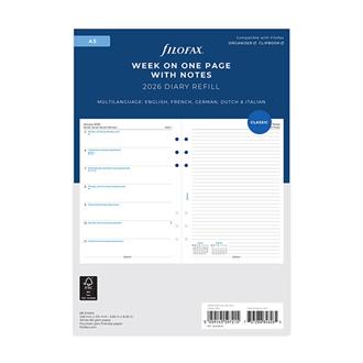 ２６　システム手帳リフィル　見開き１週間＆片面メモ　Ａ５