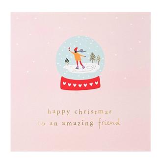 クリスマスカード　ＨＨ１６　友人へ（スケートスノードーム）