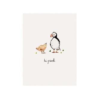 ミニブランクカード　ＢＩＪ７９　パフィン、ひよこに会う