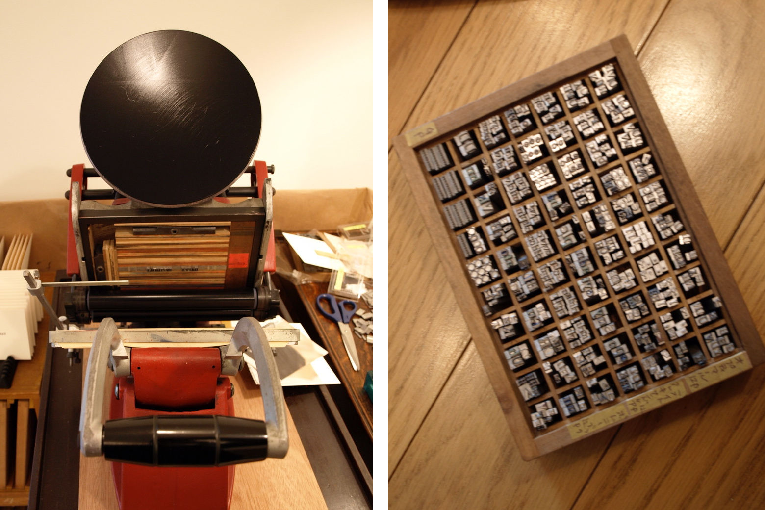 愛用のアダナ(活版印刷機)と活字