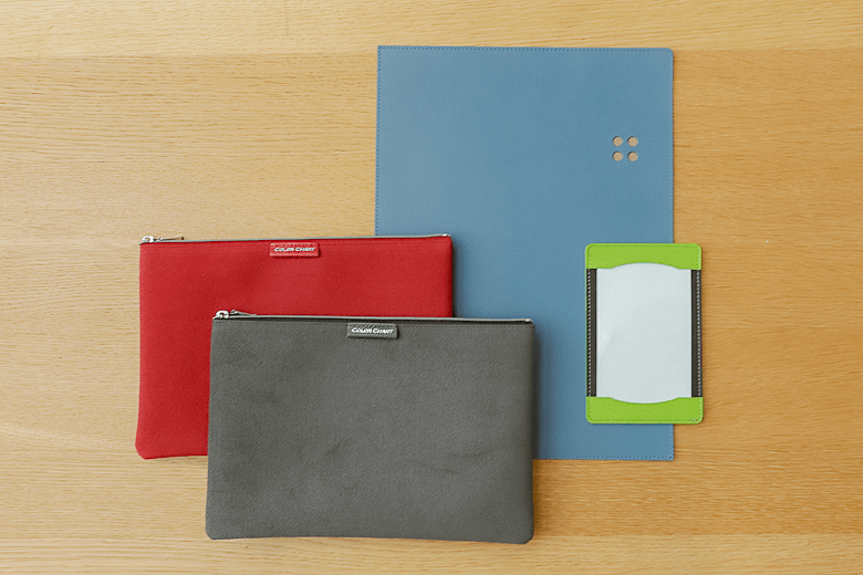 伊東屋　カラーチャート　ポーチL・A4フォルダ・ジョッターメモ