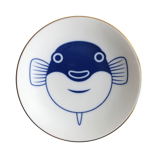 〈おいしい魚〉美濃焼　小皿　4寸　フグ