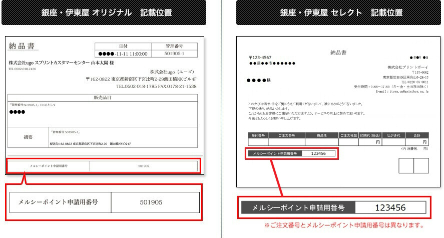 メルシーポイント申請用番号